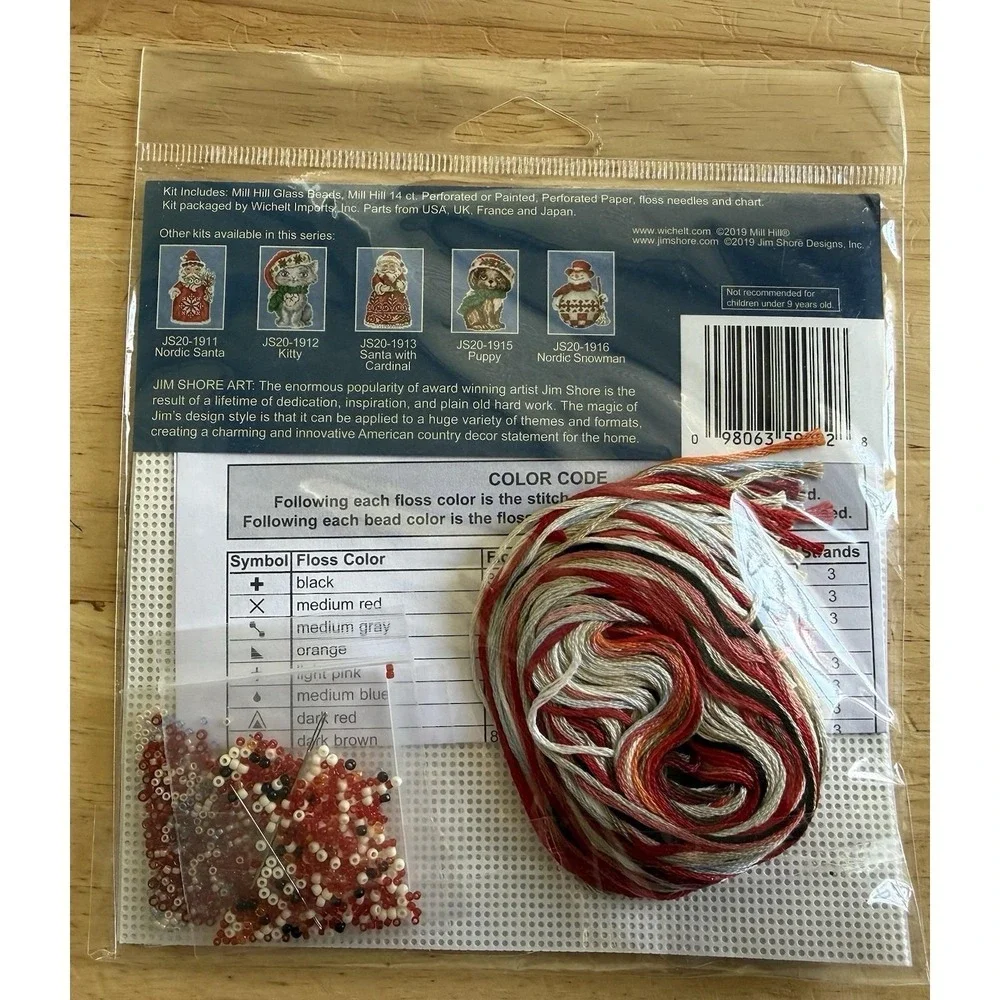 MILL HILL Jim Shore ORNAMENT Beaded Cross Stitch Kit SNOWMAN with CARDINAL